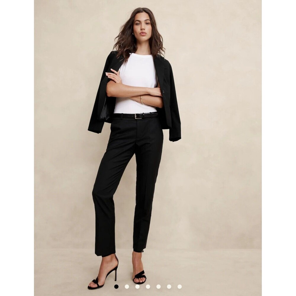 Banana Republic Black Ryan Fit Straight Leg Stretch Twill‎ Pants Size 18 Office